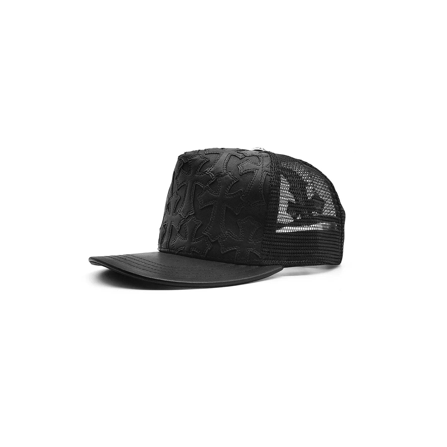 CH Patch Cemetery Black Leather Trucker Cap