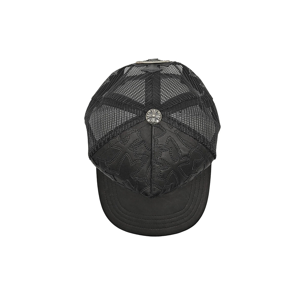 CH Patch Cemetery Black Leather Trucker Cap