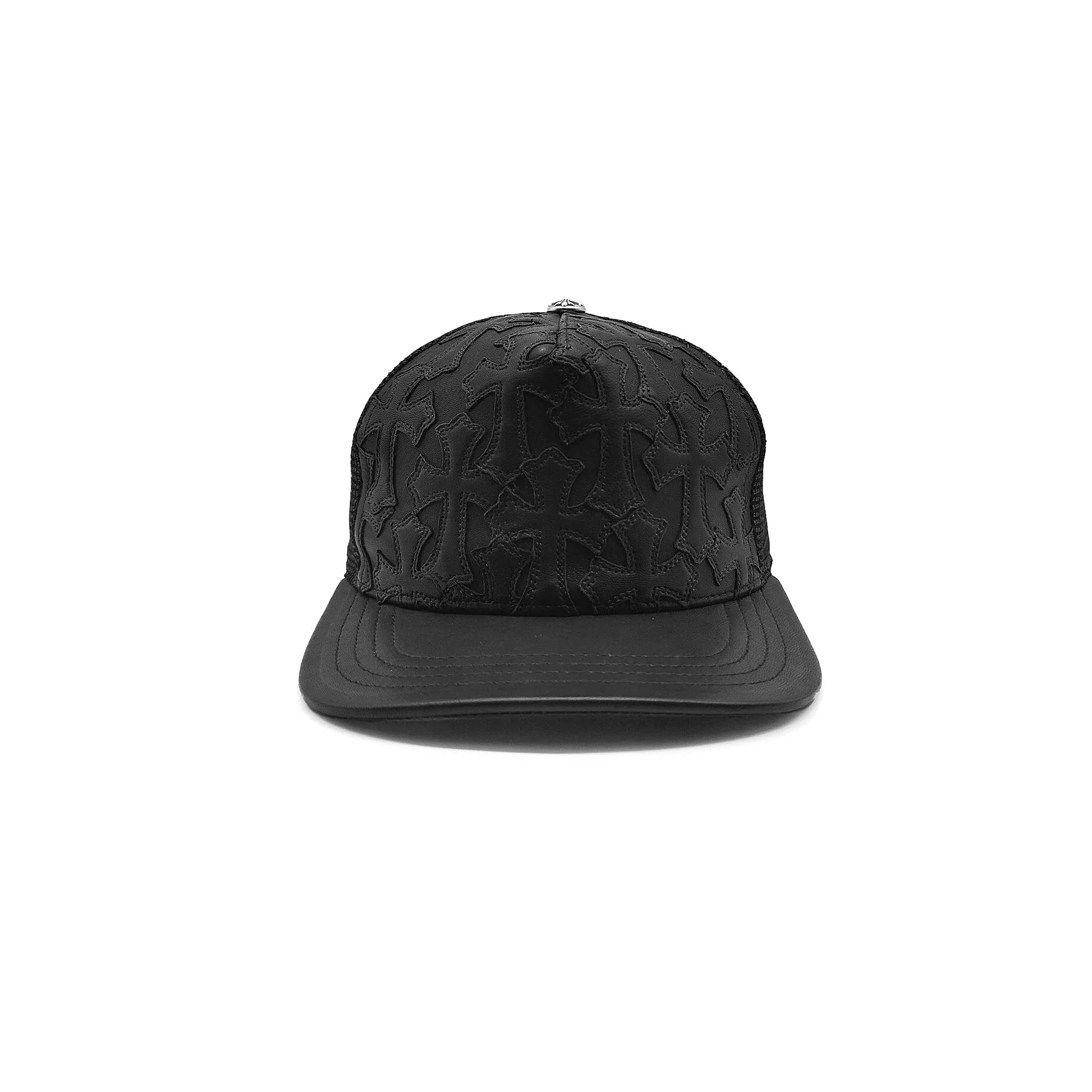 CH Patch Cemetery Black Leather Trucker Cap
