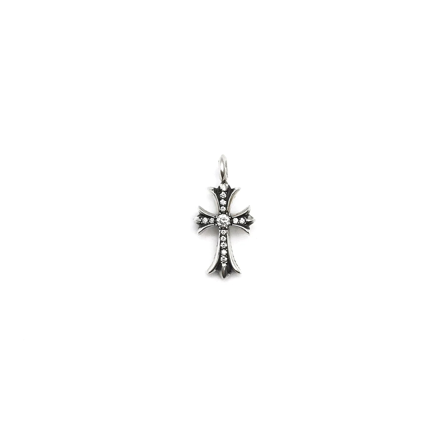 Silver Diamonds Tiny Cross Pendant